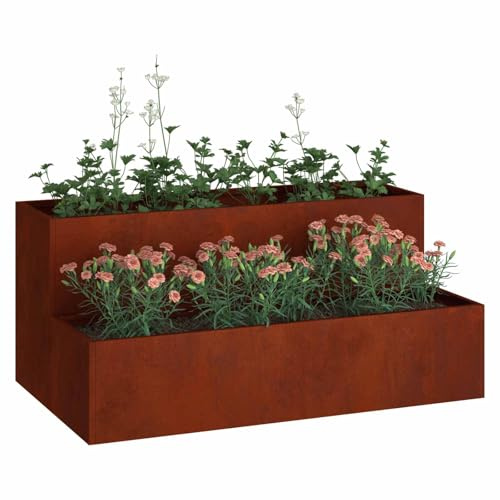 vidaXL Vaso da giardino Ruggine 100 x 60 x 45 cm | Fatta per durare ed è super affidabile, Aiuta le tue piante a crescere forti,