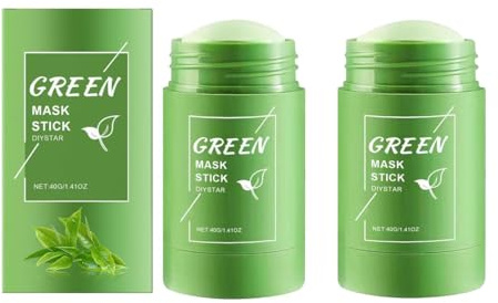 2Pcs Green Tea Mask Stick,Grüner Tee Purifying Clay Stick Mask,Porlose Tiefe Reinigungsmaske, Reduzierung von Mitessern für Alle Hauttypen