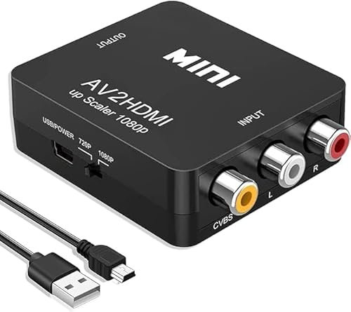 MATSOONY RCA to HDMI Adapter, AV to HDMI Converter for PS1, PS2, Wii, SNES, N64, Xbox, DVD, VHS & VCR – Supports PAL/NTSC with 1080P HDMI Output for Easy Setup & Enhanced Compatibility