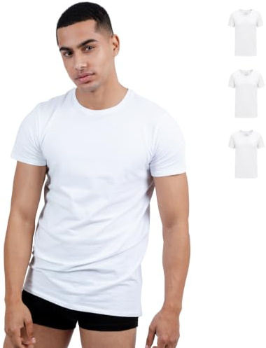 SKIPPER 3-pack herr Stretchig t-shirt rund hals I basic t-shirts I undertröja av 95% bomull och 5% elastan I kortärmad business undertröja herr I Oeko-TEX certifierad I S - 3XL