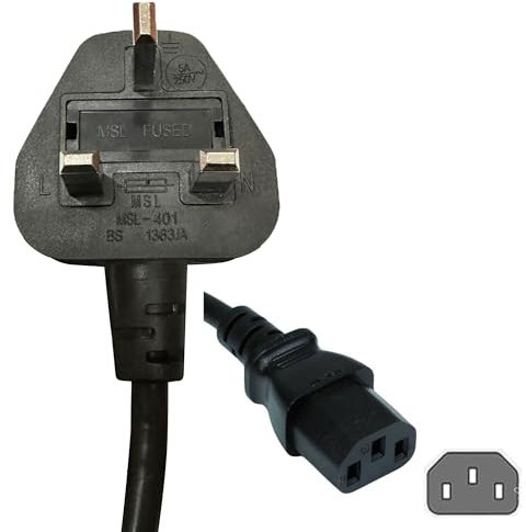 Lite-am 2m UK Mains AC Wall Power Cable 3 Prong Lead IEC C13 Kettle Cord For HP E24t G4 (2020) Monitor