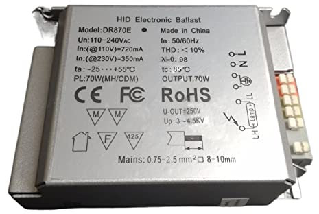 LPMPCZKZGF Ballast électronique HID à Large Tension 70W 85-265V adapté aux Lampes G12 G8.5 RX7S TT Ballast
