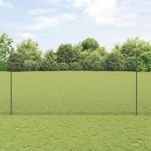 Snsowed Recinzione in Filo saldato con 44 Post Grigio 1.5x50 m Acciaio,Reti di Acciaio zincato,Recinzione in Filo-3336645