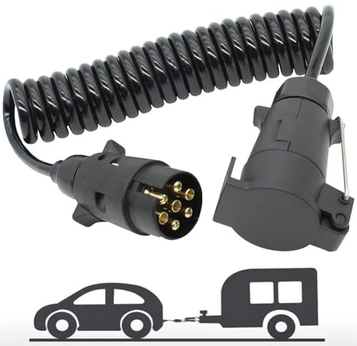 Câble de rallonge de remorque à 7 broches enroulé de 1,30 m, câble d'extension de tableau d'éclairage de camion remorque, câble mâle à femelle, prise de prise de câble de circuit, raccords de couplage