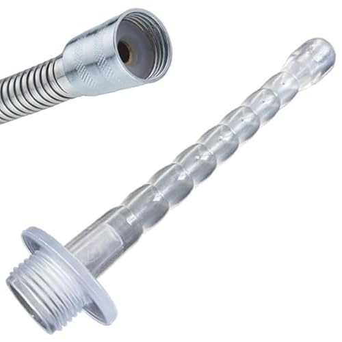 Shower Enema Nozzle Attachment – Transparent Drop-Shaped Tip with Multiple Spray Holes, Universal 1/2 Adapter – Body-Safe Anal Douche & Vaginal Rinse Nozzle for Men and Women