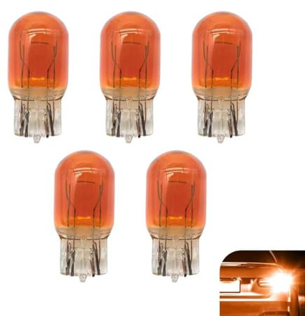 Zosgrew 5 PCS 7443 Bulb, T20 12V21/5W Mini Brake Light/Tail Light/Reversing Light/Turn Signals Bulbs, Plug and Play Lighting Replacement, for Cars, Trucks, SUVs (Yellow)