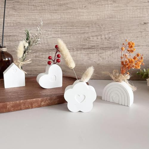 4 Stück Silikonformen Gießformen,3D Silikon Gießform kerzenhalter,DIY Gipsformen Zum Gießen für Blumenarrangement,Stabkerzen,Teelichter,Partydekoration