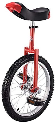 SFQEVHRZ Monociclo, Monociclo for Bambini con Ruote da 18/20 Pollici, Cerchio in Lega, Pneumatico Extra Spesso, Sedile Regolabile, Fibbia in di Alluminio(Red,20inches)