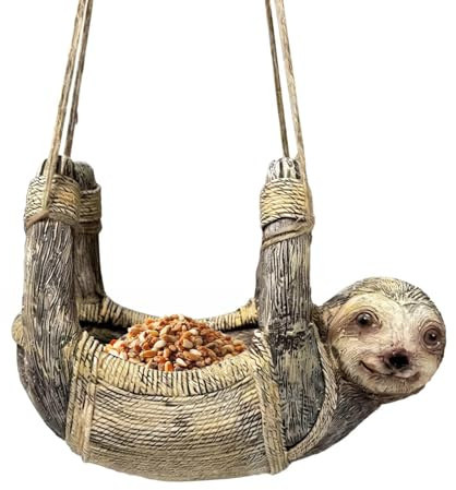 Dekorativer Vogelfutterspender – 19 x 15 x 11 cm große -Gartenskulptur, hängendes Tiertablett aus Kunstharz, niedliche Tierbeobachtungsstation, skurrile Hinterhofdekoration