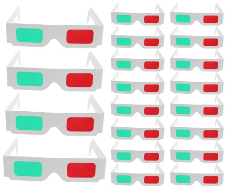 Occhiali 3d di Cartone 20 Pezzi in Plastica e Carta | Effetto Tridimensionale Vivido, Vestibilità Leggera e Confortevole, Taglia per Aula e Film