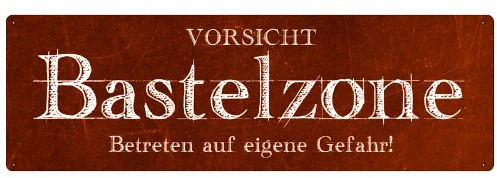 Interluxe METALLSCHILD Blechschild Türschild BASTELZONE Shabby Hobby basteln Werkstatt