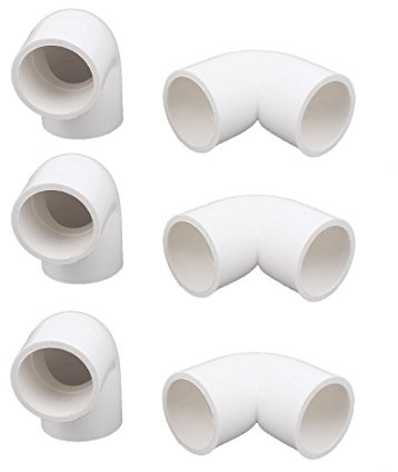 sourcing map 6 Stück Weiß 25mm Durchmesser PVC-U Winkel Rohrverschraubung | Rohr, 90 Grad
