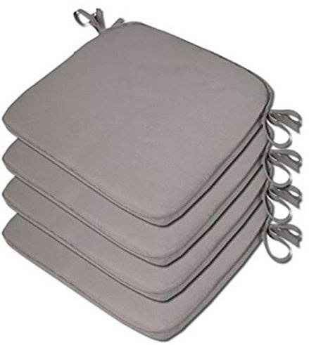 LB Luxury Garden, Dining Chair Foam Cushions Tie On Seat Pads in set of 2,4,6 or 8 (SILVER/GREY, PACK OF 6)