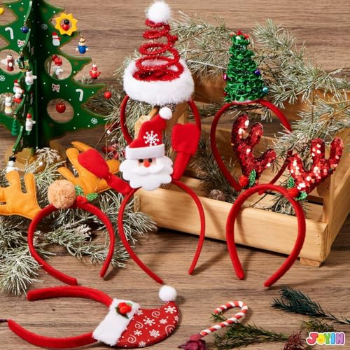 JOYIN 8 PCS Christmas Headbands Head Hat Toppers Costume Accessories for Kids Girls Boys Christmas Parties Xmas Holiday Party Favors Photo Booth
