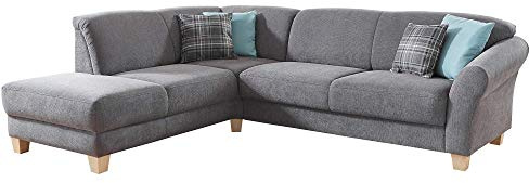 CAVADORE Gootlaand Sofá esquinero, Tejido Plano (90% poliéster, 10% Poliamida), Gris, Ottomane Links