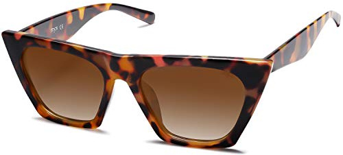 SOJOS Sonnenbrille Damen Polarisiert Vintage, Sonnenbrille Herren Retro Groß Cateye Verspiegelt Eckig Coole Frauen 90er Jahre Rechteckige Mode Unisex UV400 Schutz Brille SJ2115