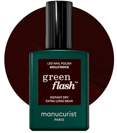 Manucurist Green Flash™ Rot Schwarz Gel Nagellack Hollyhock | Nägel Selber Machen für UV Lampe Nägel - Professionelle Maniküre - UV Lack, 12-Free Lack, Bio-basiert
