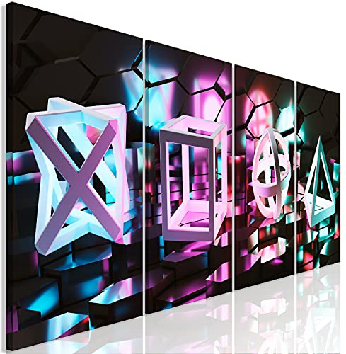 murando Väggbild Canvastavla för Gamers Spelkonsol 160x60 cm XXL Tryck Väggtavla 4 delar Kanvasbilder Väggmålningar Väggdekoration 3D-effekt Play Game Gaming i-A-0197-b-i
