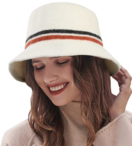 Adigaber Damen Hüte Mützen Melone Hut Frauen Wollhut Filzhut Kirche Hüte Bucket Breite Krempe Fedora Bowler Derby