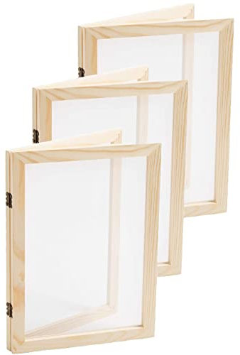 Sanmum 3 Packungen Holz Papierherstellung Form Deckle Traditionelle DIY Papier Making Screen Werkzeug Rahmen für getrocknete Blumen Handwerk DIY Papier Handwerk (3pcs 34 x 25 cm)