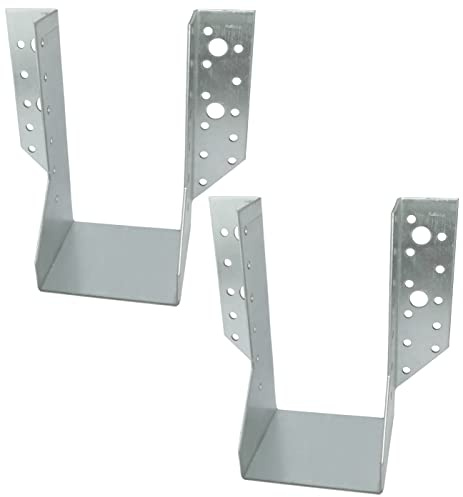 AERZETIX - C58634 - Juego de 2 Zapatos de viga con alas exteriores 80x150x75x2mm - zapato de vigueta con 4+34 agujeros - en acero galvanizado Z275