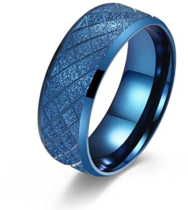 AMDXD Herren Freundschaftsringe Edelstahl, Bandring Eheringe Gitter für Männer, Blau, Gr.54 (17.2)