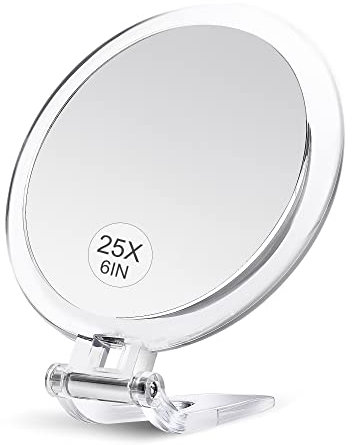 MIYADIVA Handspiegel, 25X Vergrößerungsspiegel mit Griff, Vergrößerungsspiegel für Make-up mit doppelseitiger 25X/1X Vergrößerung, Handspiegel zur Mitesserentfernung 6 Zoll