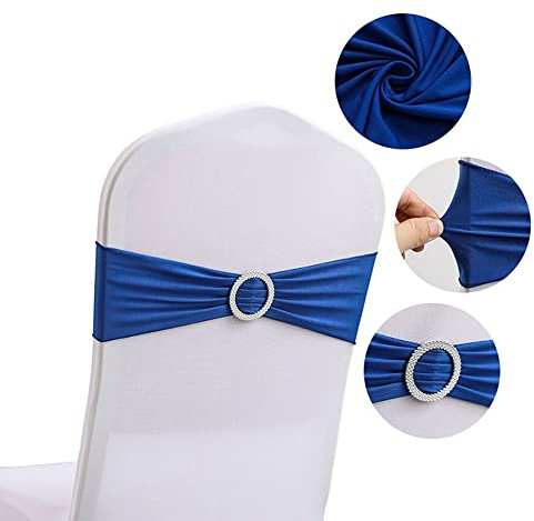 LUMoony 10Pcs Chair Covers Stretch Elastic with Buckle and Loop Stretch Chair Sashes with Buckle Stretch Chair Ribbons Sashes Spandex Elastic with Slider Buckle Wedding