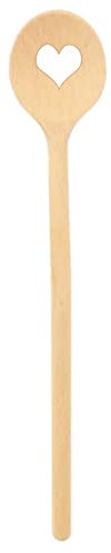 teemando® Marken-Kochlöffel aus Holz mit Herz, 30 cm, runder Kochlöffel zum Kochen und Backen