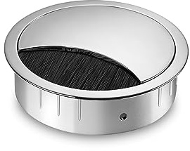 Eisnhauer Kabeldose Edelstahl Chrom poliert 80 mm, für mehrere Kabel geeignet, Bürstendichtung und Abnehmbarer Deckel, Höhe ca. 21 mm