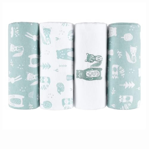 Kindsgard Molton-dregellappar, handlad, 4-pack av högkvalitativ 100 % bomull, 76 x 76 cm – mint