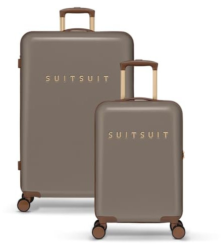 SUITSUIT Kofferset 2 teilig - Handgepäck Koffer - Reisekoffer Groß - Koffer Leicht - Hartschalenkoffer mit TSA-Schloss - Fab Seventies Taupe