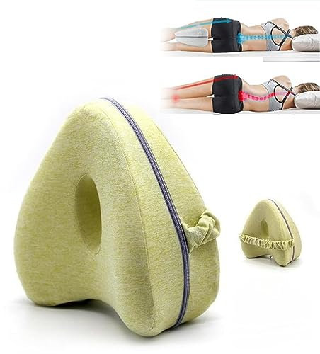 Smoothspine, Smoothspine Alignment Pillow - Relieve Hip Pain & Sciatica, Pillow for Improved Leg, Enjoy Quality Sleep, Leg Pillows for Side Sleepers for Relieving Leg, Back, Knee Pain, (Yellow)