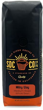 San Diego Coffee Milky Way, Medium Roast, Whole Bean Coffee, 16-Ounce Bag Café en grano tostado