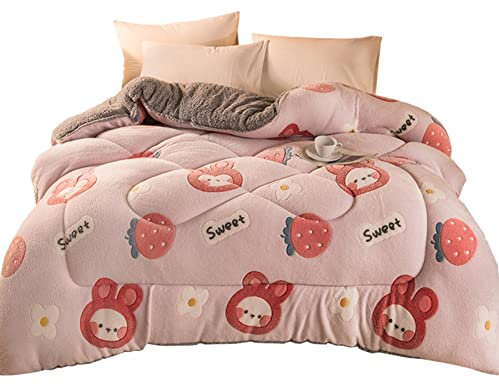 Dicke Lamm-Kaschmir-Decke, winterweiche, warme Bettdecke, Gesteppte Ganzjahres-Bettdecke, King-Size-schwere Steppdecken für Zuhause, Schlafzimmer, D, 180 x 220 cm (3,5 kg)