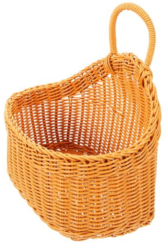 Hängender Obstkorb aus Kunststoff Rattan für Küche, Orange