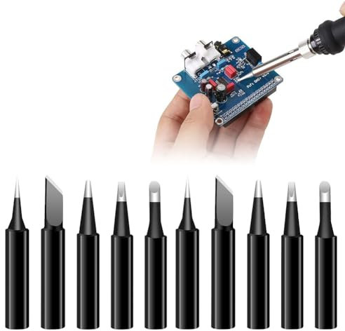 Lötkolbenspitze Lötspitze Lötkolben Ersatz Lötspitzen Set Lötspitzen Kit Ersatzlötspitzen Set Lötkolben Lötspitze Ersatzlötspitzenset für Temperatur Lötstation Tool Werkzeug, 10 Stück, Schwarz