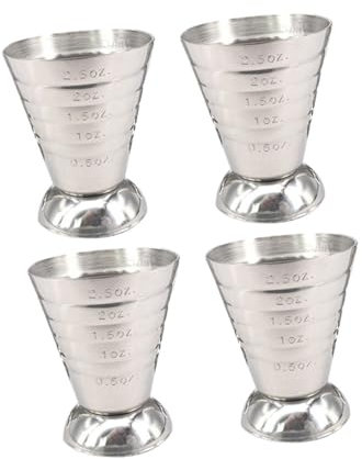 PRETYZOOM 4pièces Jigger à Cocktail Acier Inoxydable Tasses à Mesurer Graduées Pour Bar Et Cuisine Outils De Et