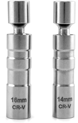 Eidoct 2Pcs Thin Wall Spark Plug Socket Set, 14mm & 16mm, Magnetic, 3/8 Inch Wrench for Car Repair