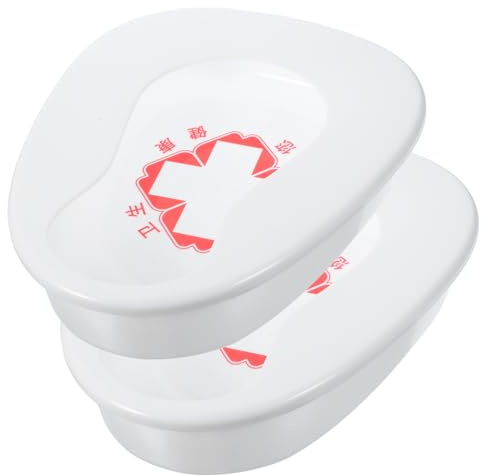 GOOHOCHY 2 Pezzi Padella Per Letto in Plastica Spessa Portatile Con Coperchio Padella Medica Con Piedistallo A Fissione Bianca Per Pazienti Anziani E Bambini