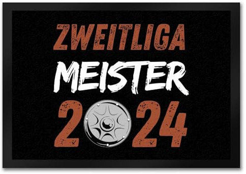 St. Pauli Meisterschale Fußmatte in 35x50 cm mit Spruch Zweitliga Meister 2024 Fußball Hamburg Reeperbahn Trophäe Gewinner Aufstieg Wettbewerb Felge