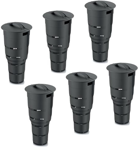 Lot de 6 bacs à compost pour jardin souterrain - 11 l - En plastique anthracite - Hauteur : 53 cm - Poubelle à compost modulaire bio