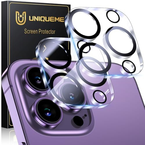 UM UNIQUEME pour iPhone 14 Pro/14 Pro Max Protection de Camera - 2 Pièces Ultra HD 9H Protection Objectif pour iPhone 14 Pro/14 Pro Max, résistant aux Rayures, Stable et Fiable