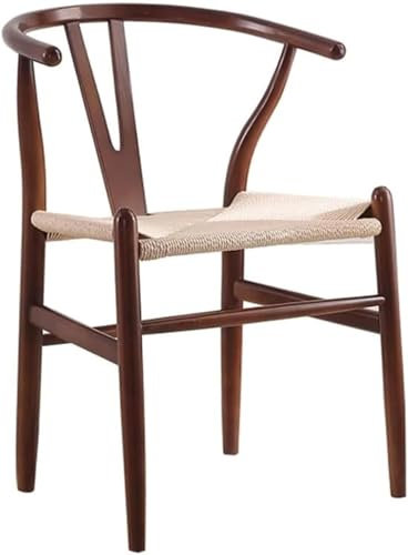 OZSSLJJ Minimalistischer Esszimmerstuhl, lässiger Stuhl mit Armlehne und Rückenlehne, Holzstuhl for Zuhause, chinesischer Rattan-Studienstuhl, Wohnzimmerstuhl