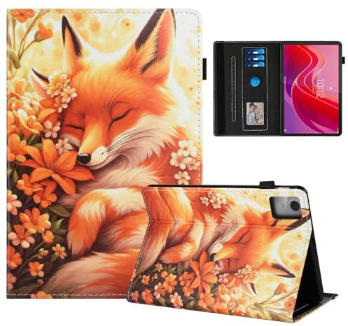 Rostsant Coque pour Lenovo Tab M11 2024 Impression Graphique Housse en Tablette Cuir PU Protection pour Lenovo Tab M11 11 Pouces TB330FU Renard en Fleur