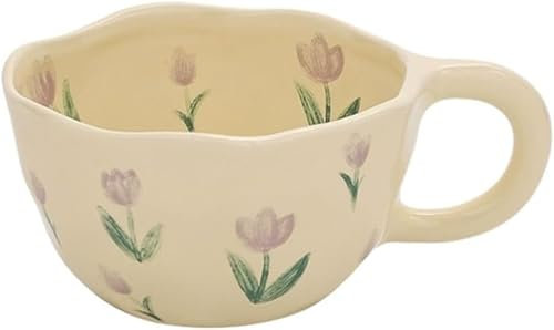 MASHNFDC Kaffeebecher 300 ml/10,1 oz Kaffeetassen Keramik Kreative Morgentasse mit Griff Büro Zuhause Teetasse Beige Tassen weingläser