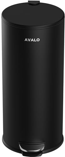 Avalo Treteimer 30L - Edelstahl Schwarz - Soft Close - Abfalleimer 30 Liter - Mülleimer 30 Liter