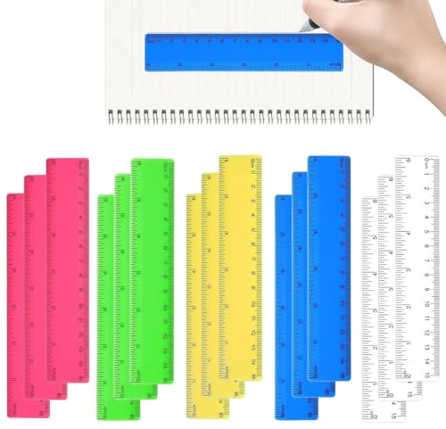 15 Stück Kunststoff Lineal,Lineal 15cm,Bunt Transparent Lineal Mit Metrische&Inch-Skala Lineal,Lineal Set,Lineal Kinder Für Kinder Studenten Gerade Messwerkzeug Lineale Für Schule Büro Zuhause