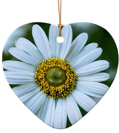 Weiße Chrysantheme, exquisiter Weihnachts-Keramik-Anhänger, rund, für Taschen, festliche Baumschmuck, Auto-Dekoration