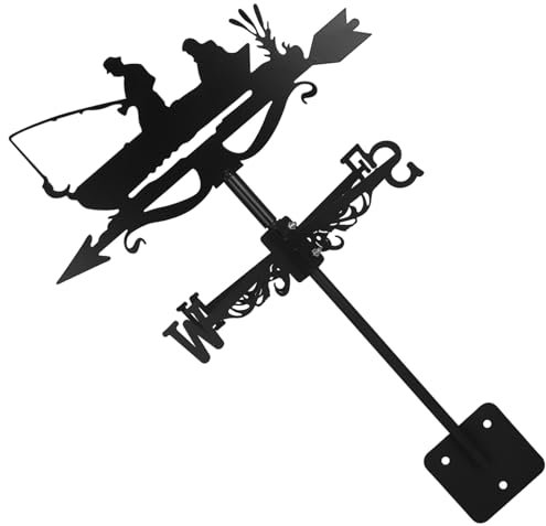 VINTORKY Girouette De Pêcheur Vent De Jardin Décoratif avec Support De Toit pour Direction du Vent Outil De Mesure pour Patio Et Jardin